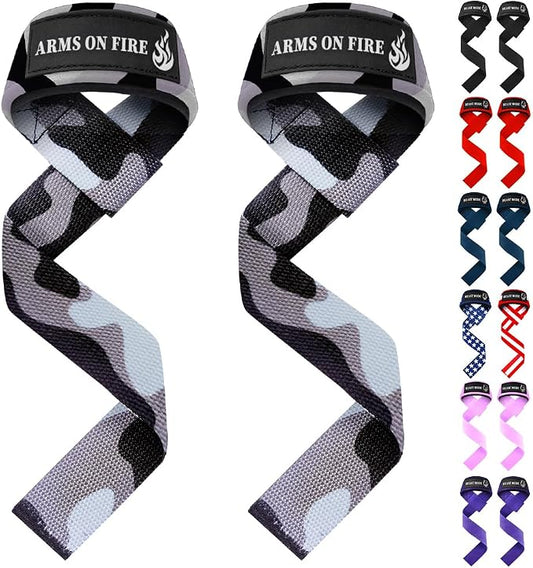 TECEUM Neoprene Padded Cotton Lifting Straps for Weightlifting, 1 Pair
