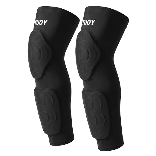 Padded Knee & Shin Guards, Compression Junior Youth Proslide Leg Sleeve Pads, Sliding Anti-Slip Breathable Foam Padding Knee Brace for Football & Multi-Sport (1 Pair)