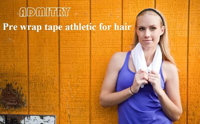 ADMITRY Pre Wrap Tape Athletic,3 Rolls X 22 Yards Black Prewrap | Headbands for Hair,Foam Underwrap Sports Wrap