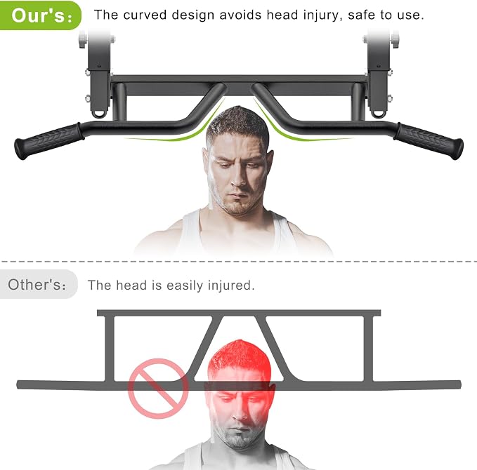 SELEWARE Heavy Duty Welded Pull Up Bar Wall/Joist/Ceiling Mount Chin Up Bar | Multifunctional Pull-up Bars w/Resistance Band Hooks for Home Gym Strength Training, Sturdy Steel Construction Support 500 lb