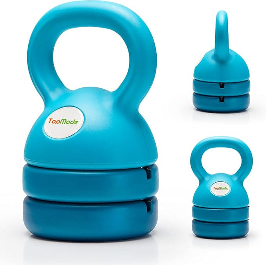 TopMade Adjustable Kettlebell Weights Set Cast Iron Exercise Fitness Kettle Ball Grip 5, 8, 9,12lb Free Weight Men Women Kettlebells for Home Gym Workout Ballistic, Core,Strength Training
