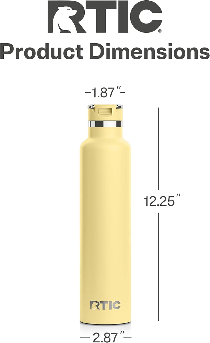 RTIC 26oz Journey Water Bottle, Ceramic Lined, Sunlight | Stainless Steel Metal, Insulated for Hot and Cold Drinks, Sports, Travel and Camping