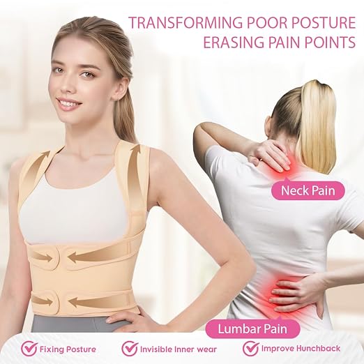 Posture Corrector for Women/Men Adjustable Full Back Brace Support | Upper & Lower Back for slouching,breathable&Lightweight,Back Pain Relief,Shoulder Straightener