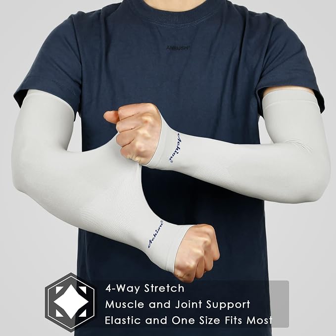 Achiou Arm Sleeves for Men Women, Sun Sleeves UV Protection Cooling Sports | Compression,Tattoo Sleeve Cover, Thumb Hole Design,Tattoo Cover Up, UPF 50+, Versatile Use for Basketball Football Volleyball