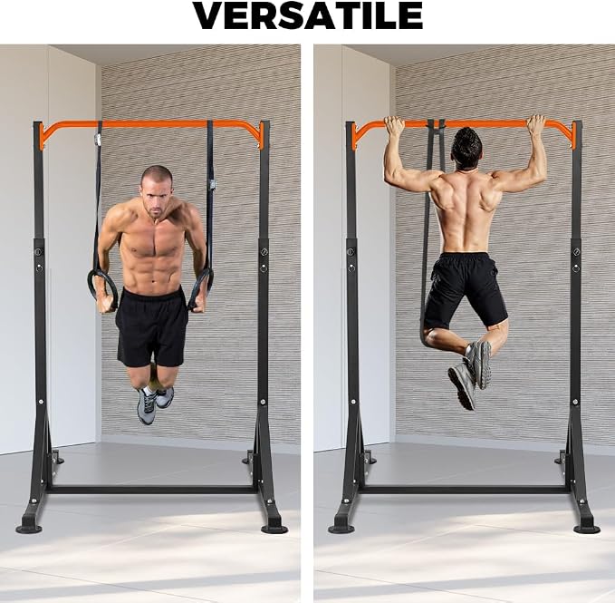 Pull Up Bar Station, Heavy Duty Chin Up Pullup Bars Free Standing Home Gym | 92" Adjustable Height, 440lb Capacity, 39.1" Wide Strength Training hanging Bar for Exercise, Outdoor Indoor Workout Fitness