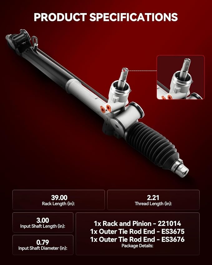 Torchbeam Hydraulic Steering Rack & Pinion Kit Fit for Trailblazer, Envoy, Trailblazer EXT, Envoy XL, Rainier, Envoy XUV, Bravada, Ascender, 9-7x, with Outer Tie Rod Ends, Replaces OEM 22-1014
