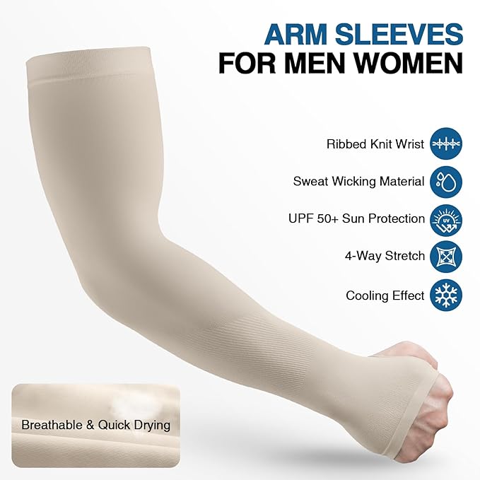 LUOLIIL VOE Sun Protection Cooling Arm Sleeves for Men &Women,Compression Sleeves for Football, Golf & Volleyball