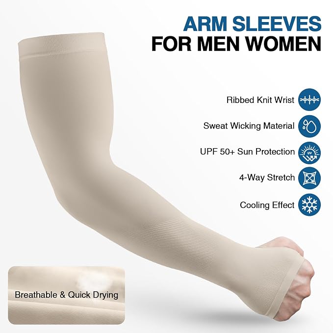 LUOLIIL VOE Sun Protection Cooling Arm Sleeves for Men &Women,Compression Sleeves for Football, Golf & Volleyball