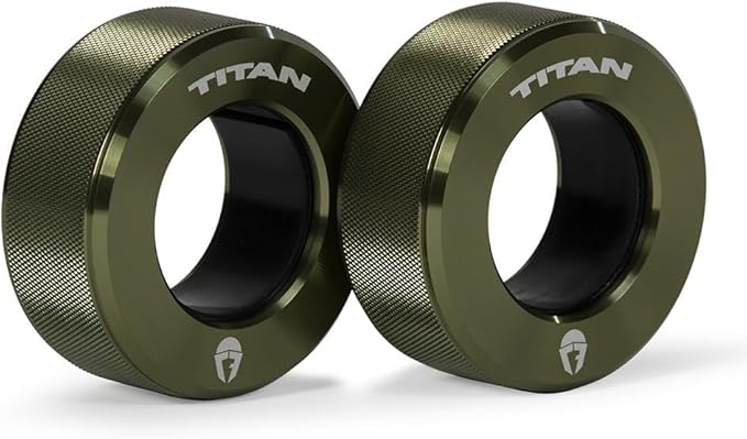 Titan Fitness TwistLock Pro Aluminum Barbell OD Green Collar Set, 59.5mm-51.5mm Sleeve Diameter, Quick Release Olympic Barbell Clamps, Pair of Magnetic Aluminum Weight Clips with Easy-Grip Knurling