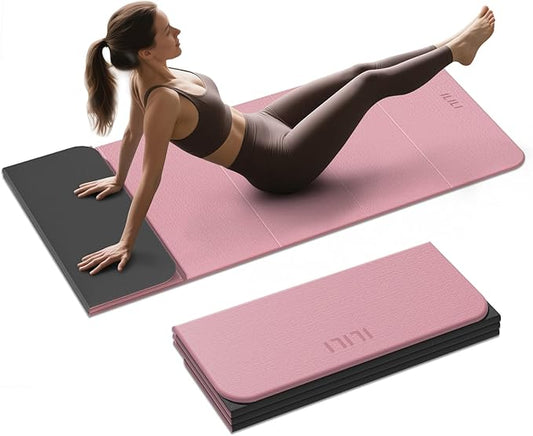 ILILI Foldable Yoga Mat 10mm, Extra Thick, Extra Long, 75x26x0.4 Inch, TPE | Non-Slip Grip, Easy Carry&Storage, Comfort Cushion, SGS Safe, Suitable for Yoga, Pilates, Home Exercise&Outdoor Travel