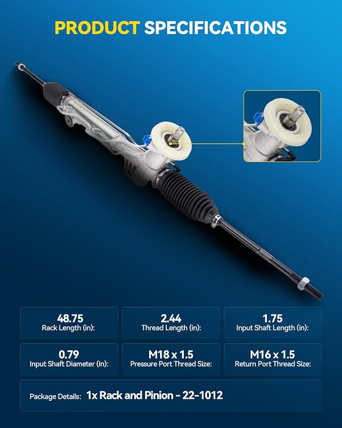 PHILTOP Hydraulic Power Steering Rack and Pinion Assembly Fits 2004-2011 Impala 2004-2007 Monte Carlo, Replace Part # 22-1012