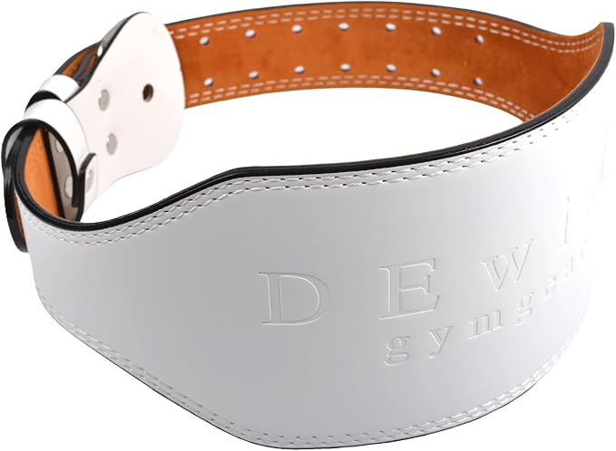 Leather Gym Fitness Belt, 4" & 6" Padded Lumbar Back Support, 10 Adjustable Holes for Weightlifting Powerlifting Bodybuilding Deadlift Squat Workout Strength Training