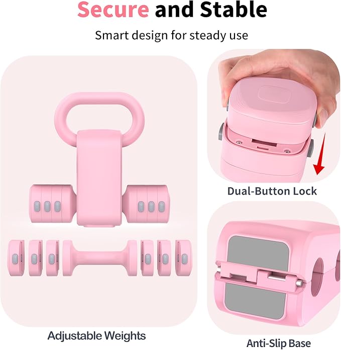 Hezeyferg Adjustable Dumbbell Set, 2-in-1 Hand Weights with Kettlebell Form | 4-Level 2.2-5.5lb Each, Dual-Button Locking, for Women Men Beginners Home Gym, Portable & Space-Efficient, Full Body Workout