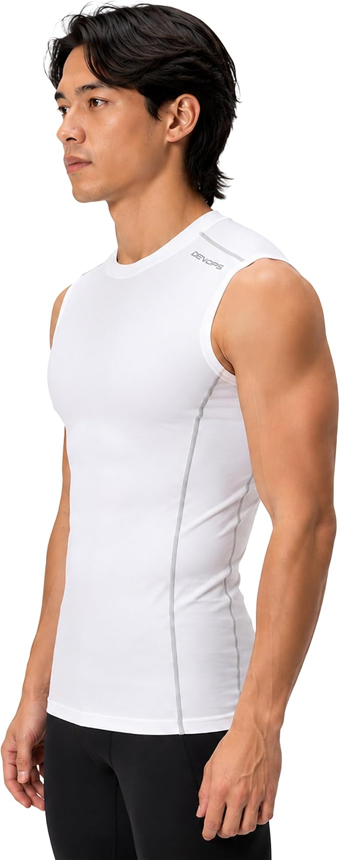 DEVOPS 3 Pack Men's Compression Shirts Sleeveless Tank Top Baselayer | Gym Training, Running, Moisture Wicking, Compression Fit, 4-Way Stretch, UPF 50+, Sleeveless