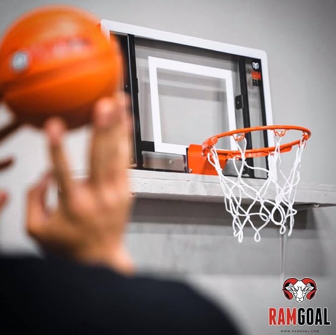 Wall Mounted Indoor Adjustable Mini Basketball Hoop with Ball | 24" Shatter Resistant Backboard with Professional Grade Breakaway Rim and Steel Reinforced Wall Mount Built for Slam Dunks