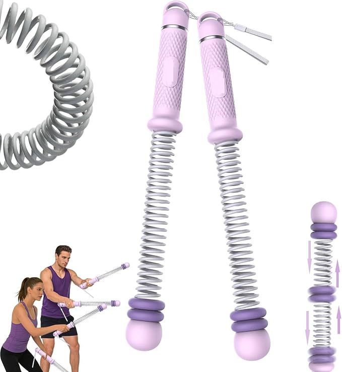 2PCS Weighted Ropeless Battle Ropes for Home Gym, Heavy Duty Arm Exerciser for Strength Training, Portable Battle Rope for Advanced Workouts and Core Muscle Building (Purple)
