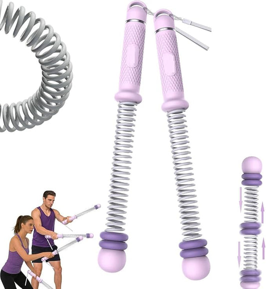2PCS Weighted Ropeless Battle Ropes for Home Gym, Heavy Duty Arm Exerciser for Strength Training, Portable Battle Rope for Advanced Workouts and Core Muscle Building (Purple)