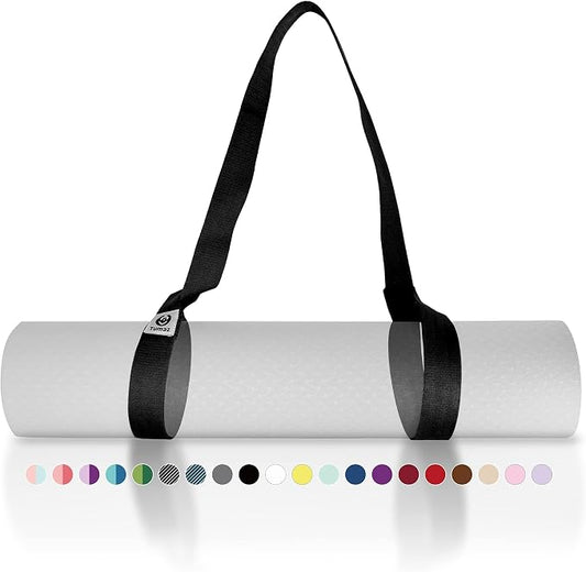 Yoga Mat Strap Adjustable Carrier for All Yoga Mats, 2 Sizes | Extra Thick Cotton Blend |16+ colors are available | Fits Most Yoga Mats | Soft Woven Texture | Comfortable Shoulder Carry