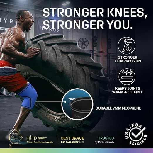 Modvel 7mm Neoprene Knee Sleeves for Men & Women Weightlifting & Powerlifting – Compression Knee Sleeve Support for Squats, Gym, Training – USPA, IPL Approved – X-Large Blue (Pair)