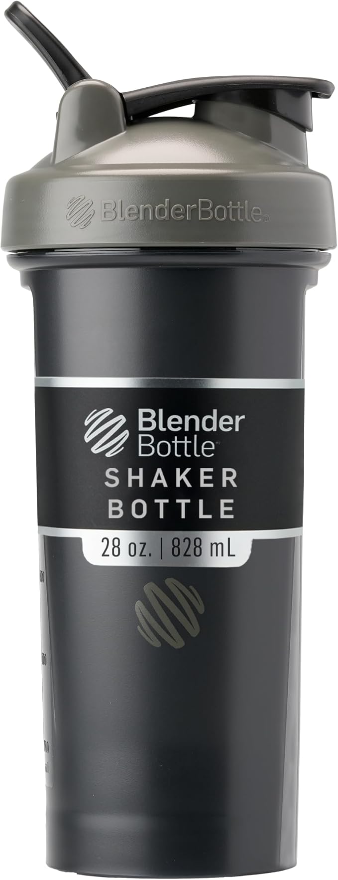 BlenderBottle Classic V2 Plastic Shaker Bottle 28oz Grey&Black/Black 2-Pack