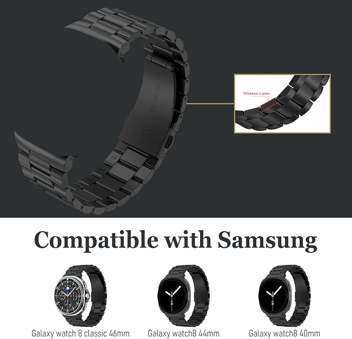 Metal Band for Samsung Galaxy Watch 9 8 40mm 44mm/Classic 46mm Men Women | Stainless Steel, No Gap Strap, Link Bracelet for Samsung Galaxy Watch 8 9 44 40mm/8 Classic 46mm, Business to Casual