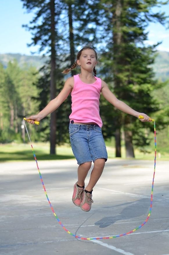 Elite Jumps Beaded Kids Jump Rope, Adjustable | Shatterproof segmented beads. Tangle-free and lightweight. Fun fitness and outdoor play for kids.