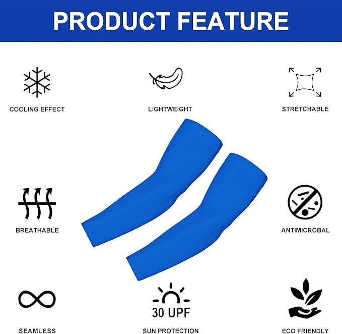 KUHNMARVIN 2 Pairs Arm Sleeves Compression UV Protection Cooling Sun Sleeves Tattoo Cover Up Basketball Arm Sleeves Football