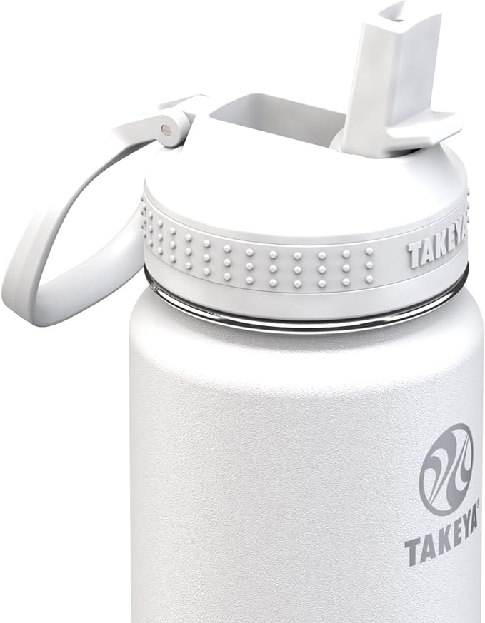 Takeya 24 oz Actives Stainless Steel Water Bottle with Straw Lid – Leakproof, Double-Wall Insulated, Keeps Drinks Cold 24 hrs/Hot 12 hrs, BPA-Free, Powder-Coated, Gym & Travel, Arctic