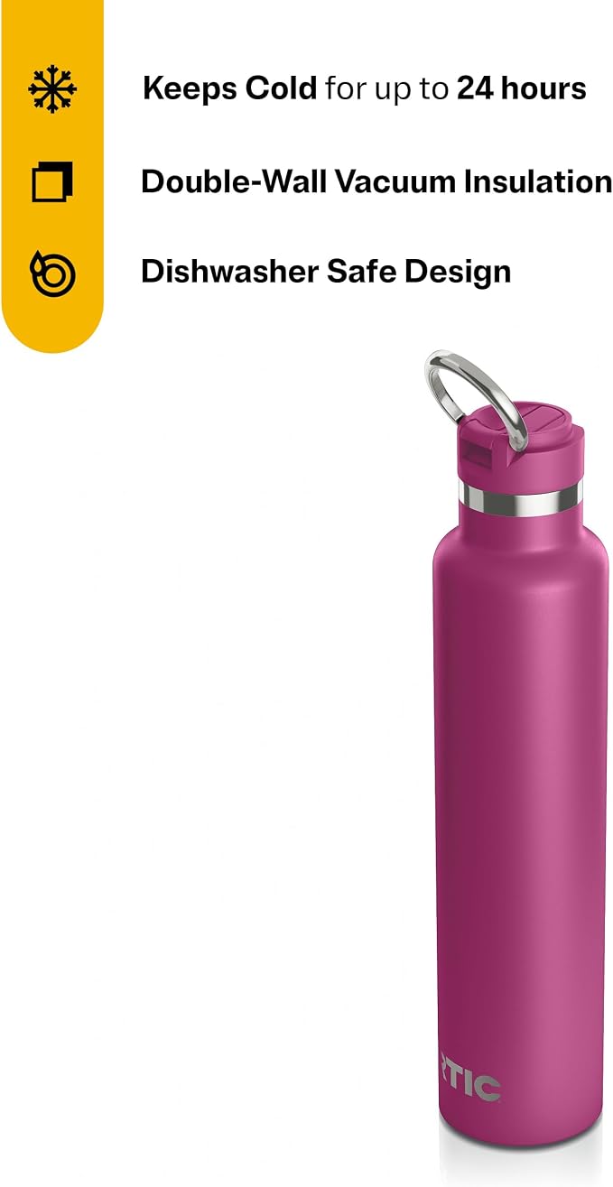 RTIC 26oz Journey Water Bottle, Ceramic Lined, Very Berry | Stainless Steel Metal, Insulated for Hot and Cold Drinks, Sports, Travel and Camping