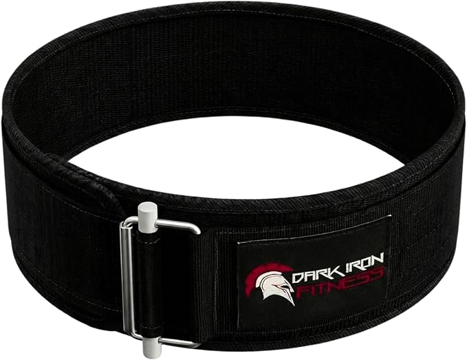 Dark Iron Fitness Self-Locking Weight Lifting Belt for Powerlifting, Squats, Premium Gym Core & Back Support, Weightlifting Training Equipment