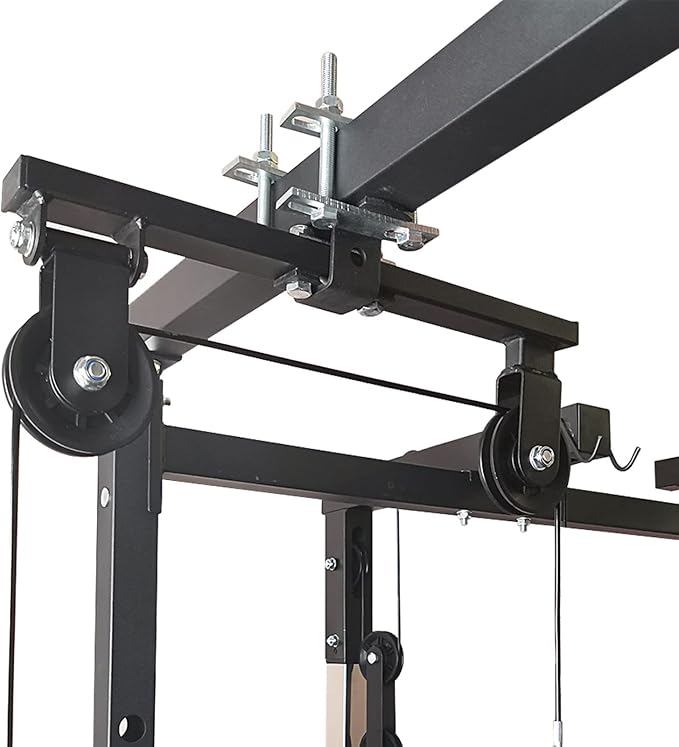 Power Rack Pulley Attachment, LAT Pulldown Machine - Cable & Weight Dual Pulley System for Home Gym Strength Training, Power Racks