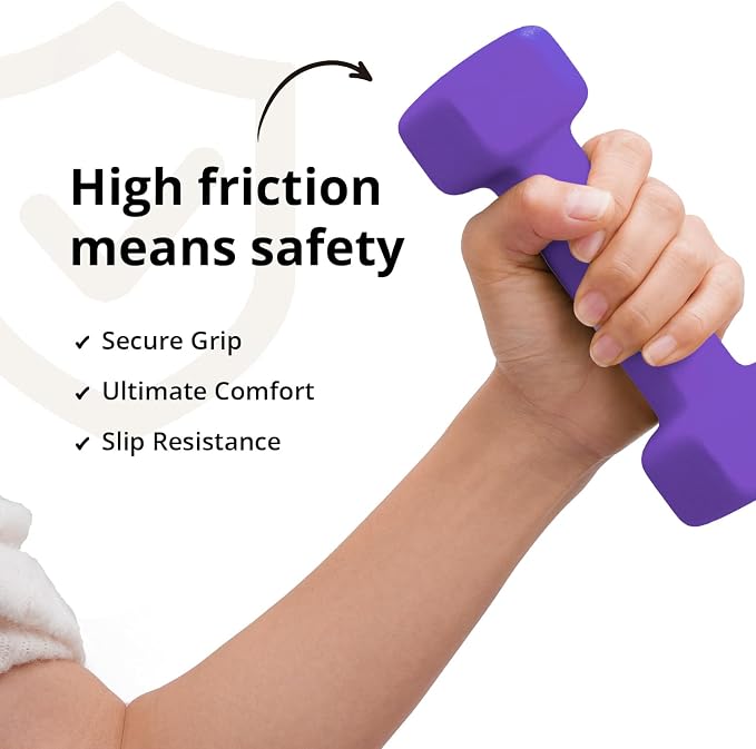 Portzon 8 Colors Options Compatible with Set of 2 Rubber Dumbbell Weight, 5-50 LB, Anti-Slip, Anti-roll, Hex Shape