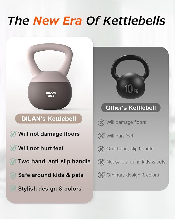 Soft Kettlebell, Safe Strength Training Kettle bell, Cushioned Impact | Resistant Base and Anti-Slip Grip Weight, Kettlebells Set for Home Workouts and Men/Women/Beginners,With Non-slip Gloves