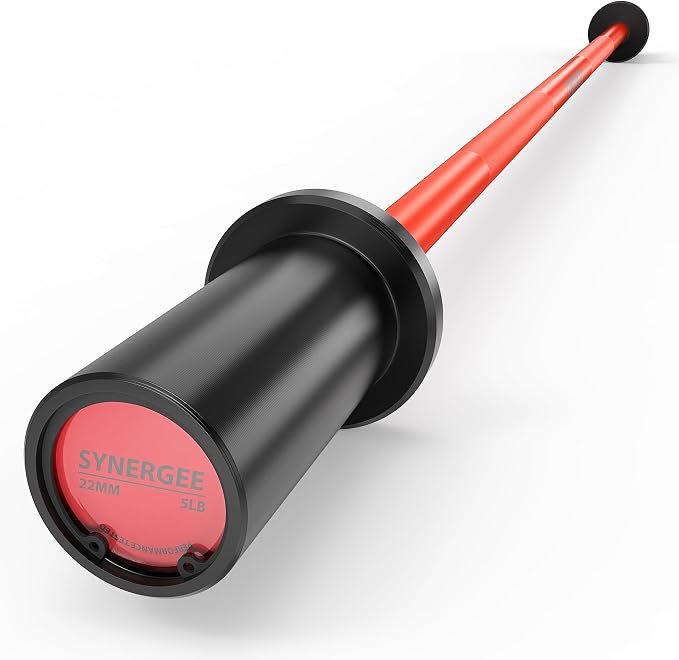 Synergee Kids Barbell – 5 lb Youth Bar in Blue Orange Pink