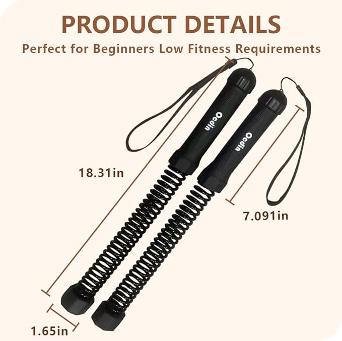 Portable Ropeless Battle Ropes for Home Gym, 2 Sticks Cordless Training Rope for Low-Impact Cardio Training