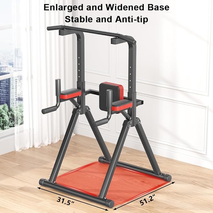 Foldable Power Tower, Adjustable Multifunction Pull Up Bar Dip Station Rack