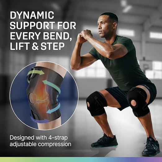Modvel Knee Brace with Side Stabilizers & Patella Gel Pads for Pain Relief and Joint Support Breathable, Non-Slip Compression Sleeve for Men & Women, Arthritis, Meniscus, ACL Recovery