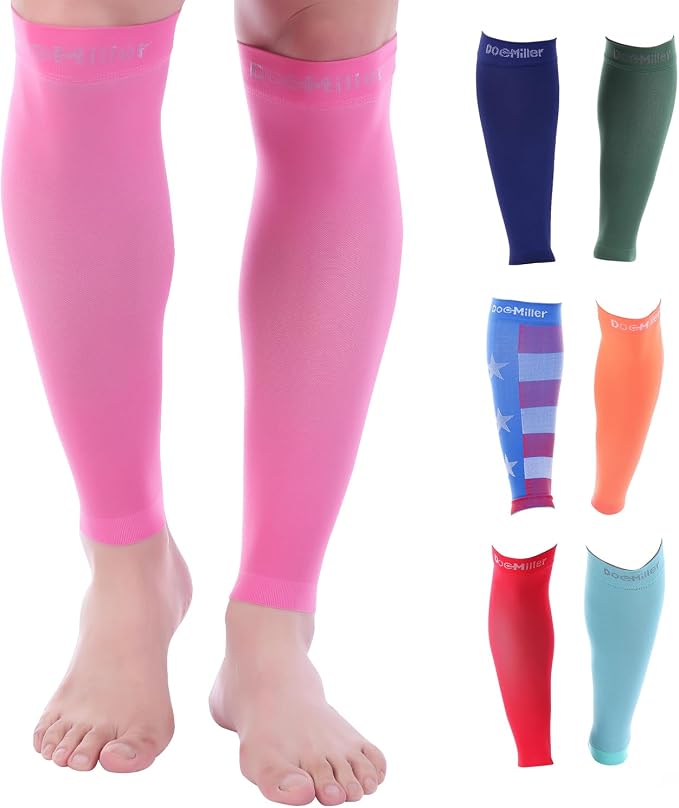 Doc Miller Compression Calf Sleeve for Men & Women, 20-30mmHg | Graduated Support for Running, Shin Splints, Calf Strain, Knee High, Small to 6XL Plus Size