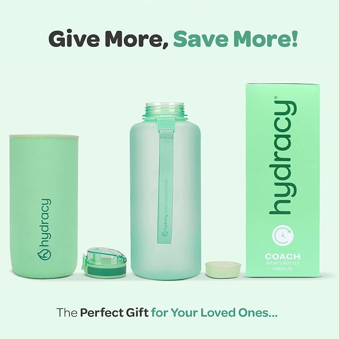 Hydracy 2L Large Water Bottle, 100% BPA Free Tritan Plastic, Leakproof, Zero Condensation, Motivational Timeline, Safe, Non-Toxic, Durable, Smart Design | BPA-Free Tritan, Leakproof Flip-Top Lid,No-Sweat Sleeve,Carry Strap,Daily Intake Tracking for Gym...