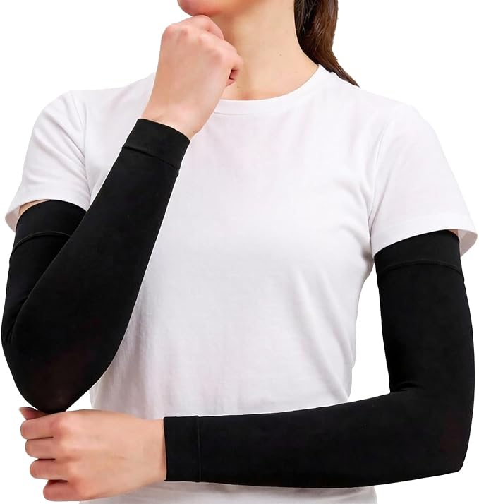 Compression Lymphedema Arm Sleeves for Women, 1 Pair 15–20 mmHg Full Arm Support - Medical-Grade Compression & Snug Fit - for Circulation, Swelling, Edema, Post-Surgery