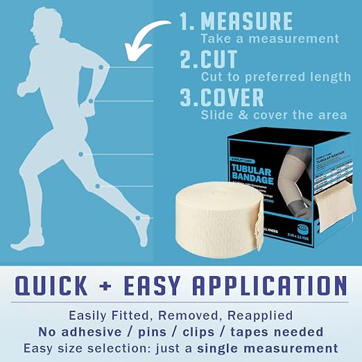 EVERLIT Elasticated Tubular Support Bandage | Stockinette Tubing for Large Arm, Knees, Legs | Light to Moderate Compression Bandage Roll For Tissue Support (Size G+ | 5" x 11 yd)
