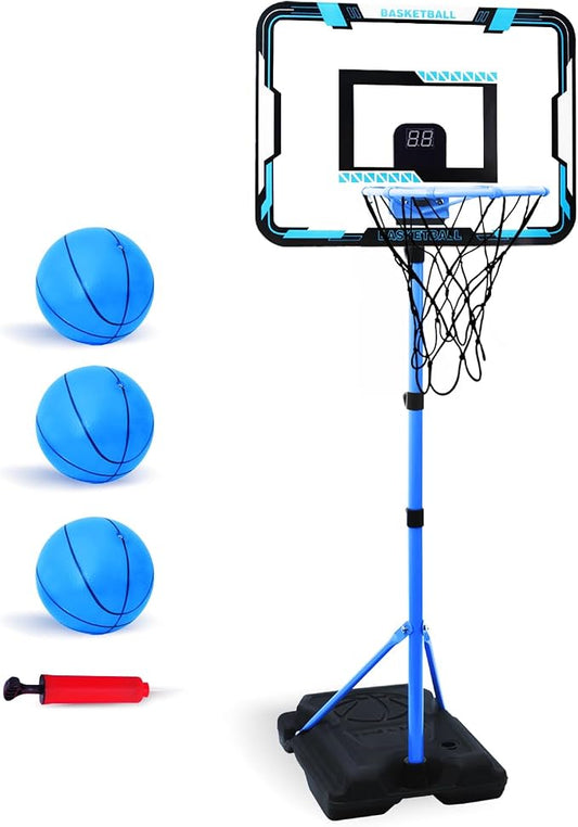 Kids Basketball Hoop, Adjustable Height Toddler Basketball Hoop Stand, Indoor Outdoor Basketball Goal Toy for Boys Girls Ages 3~8 Years Old, Includes 3 Balls, Ideal for Birthday Gift
