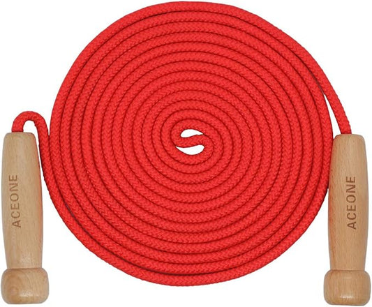 16 FT Long Jump Rope for Kids, Adjustable Double Dutch Skipping Rope with Wooden Handle, Multiplayer Team Jumping Rope for Outdoor Fun, School Sport, Party Game, Birthday Gift