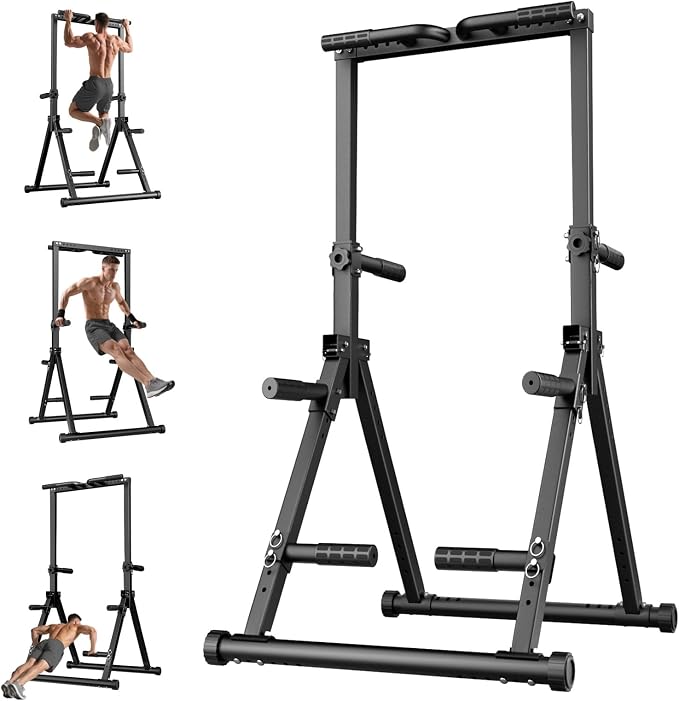 Foldable Pull Up Bar Free Standing, Strength Training Pull-up Bars Adjustable Pull Up Station, Power Tower Pull Up Bar MultiFunction Pull Up Dip Station Workout Equipment For Home Gym Support 480 LBS