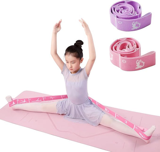 2-Pack Adjustable Kids Dance Stretch Bands - 8-Loop Elastic Bands for Ballet, Latin, Yoga, Gymnastics & Stretching - Flexible, Multi-Section Design for Dance Training & Flexibility