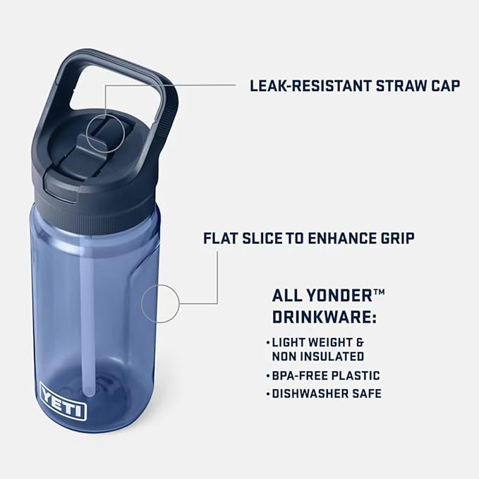 YETI Yonder 600 ml/20 oz Water Bottle with Yonder Straw Cap, Royal Blue