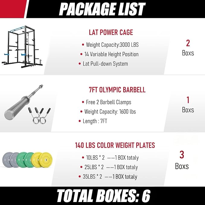 SPORTSROYALS Power Rack, Multi-Functional Power Cage, Squat Rack with Pulley System & LAT Pull Down, Workout Cage with J Hooks for Home Gym