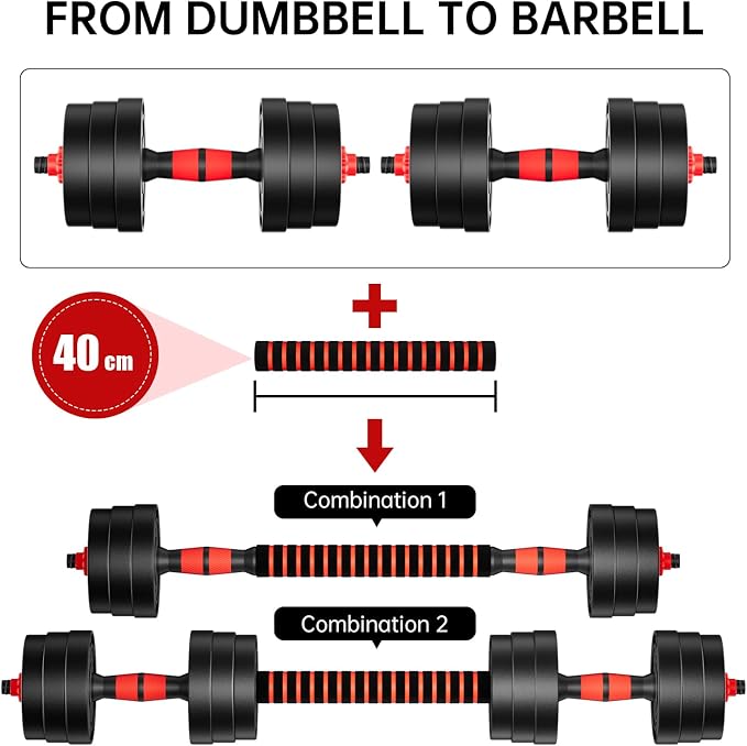 Adjustable-Dumbbells-Sets,Free Weights-Dumbbells Set of 2 Convertible To Barbell A Pair of Lightweight for Home Gym,Women and Men Equipment