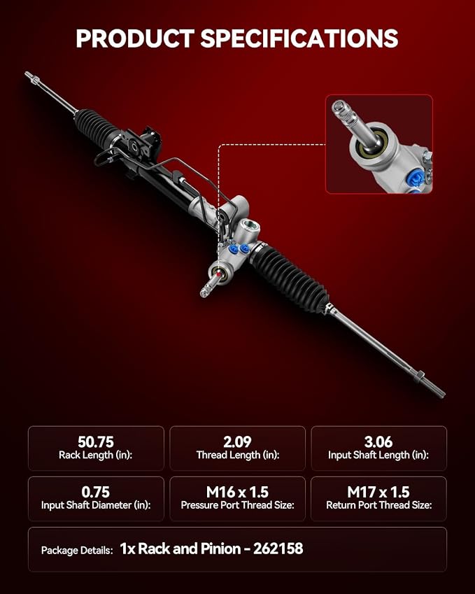 Torchbeam Hydraulic Power Steering Rack and Pinion Replacement for Mitsubishi 2009-2015 Outlander 2.4L, 2008-2010 Lancer 2.0L, 2009-2015 Lancer 2.4L Replace# 262158