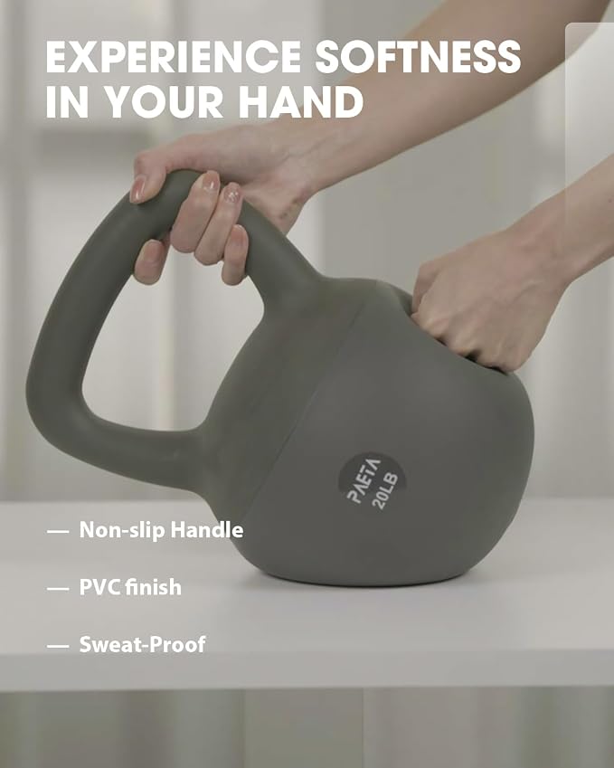 PAETA Soft Kettlebell for Home Fitness – Anti-Slip Grip & Wide Handle Design,Soft Kettlebell Set, Gentle Floor-Friendly Impact – 10lbs, 15lbs, 20lbs, for Home Functional Training